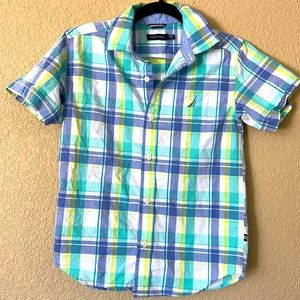 Nautica boys button down shirt - pastel plaid button up shirt size 8